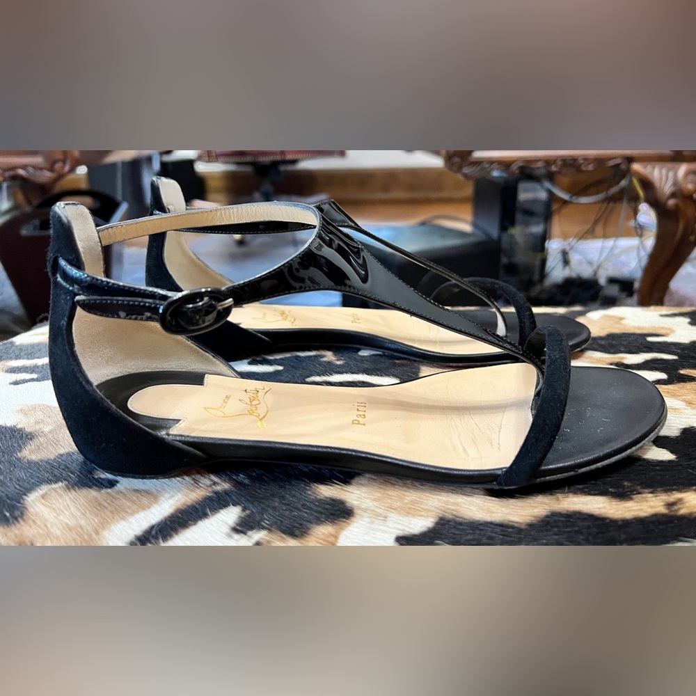 Christian Louboutin Black Flat Sandals